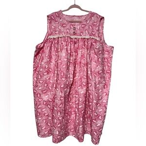 Handmade Pink Novelty Rabbit Bunny Print Nightgown Muumuu Dress Plus Size 4X